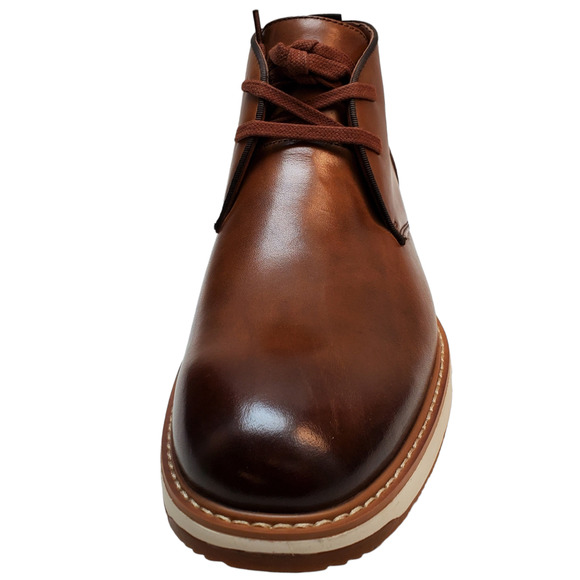 Vince Camuto Mens Shoes Soleh Leather Lace Up Brown Chukka Boots Cognac … main image 3